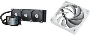 TRYX PANORAMA 360 360mm AIO 6.67'' AMOLED Curved Screen 3D Anamorphic Effect Customizable AIO Cooler 360mm Asetek 8th Gen V2 320w TDP Magnetic Performance Fan Intel LGA 1851/1700 AMD AM5/AM4 TRYX ROTA PRO 140 White 140mm Case Fan 4-Pin PWM
