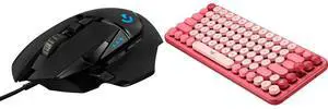 Logitech G502 HERO High Performance Wired Gaming Mouse, HERO 25K Sensor, 25,600 DPI, RGB, Adjustable Weights, 11 Programmable Buttons, On-Board Memory, PC / Mac Logitech POP Mechanical Wireless Keyboard - Customizable Emoji Keys, Durable Co