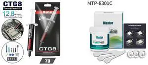 Maxtor Thermal CTG8 12.8W/mk thermal paste,Gaming grade CPU/GPU/cooling fan overclocking thermal grease,High TDP device cooling solution,4g syringe installation 2 g Maxtor Thermal CPU Thermal Paste 12W/mk 300g - High-Performance Thermal Com