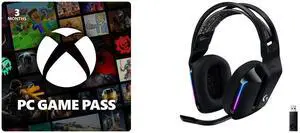 PC Game Pass (100+ PC Games All You Can Play) 3 Month US Region [Digital Code] Logitech G733 Lightspeed Wireless Gaming Headset with Suspension Headband, Lightsync RGB, Blue VO!CE mic technology and PRO-G audio drivers - Black