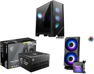 Computer Case PSU CPU Cooler Combo -  MSI MAG FORGE 321R AIRFLOW Bundle with  MSI MAG A750GL PCIE5  and MSI MAG CORELIQUID A15 240