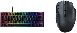 Razer Huntsman Mini 60% Gaming Keyboard - Clicky Optical Switches, Chroma RGB Lighting, PBT Keycaps, Onboard Memory - Black Razer Naga V2 HyperSpeed Wireless MMO Gaming Mouse: 19 Programmable Buttons - HyperScroll Technology - Focus Pro 30K