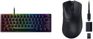 Razer Huntsman Mini 60% Gaming Keyboard - Clicky Optical Switches, Chroma RGB Lighting, PBT Keycaps, Onboard Memory - Black Razer DeathAdder V3 HyperSpeed Ultra-lightweight Wireless Ergonomic Esports Gaming Mouse