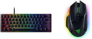 Razer Huntsman Mini 60% Gaming Keyboard - Clicky Optical Switches, Chroma RGB Lighting, PBT Keycaps, Onboard Memory - Black Razer Basilisk V3 Pro Customizable Wireless Gaming Mouse with Razer HyperScroll Tilt Wheel