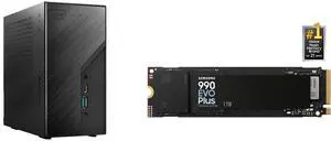 ASRock DESKMINI X300W AMD X300 mini PC Barebone AMD AM4 Socket W/O CPU  HDMI,DisplayPort, D-Sub Gigabit LAN SAMSUNG 990 EVO PLUS SSD 1TB, PCIe Gen 4x4 | Gen 5x2 M.2 2280, Speeds Up-to 7,150 MB/s, Upgrade Storage for PC/Laptops, HMB Technolo