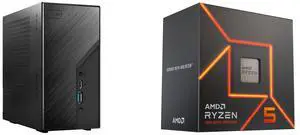 ASRock DESKMINI X600W/ USB4 Black Barebone System AMD Ryzen 5 7600 - Ryzen 5 7000 Series Zen 4 6-Core 3.8 GHz - Socket AM5 65W - AMD Radeon Graphics Processor - 100-100001015BOX