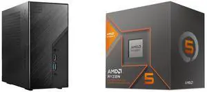 ASRock DESKMINI X600W/ USB4 Black Barebone System AMD Ryzen 5 8600G - Ryzen 5 8000-G Series 6-Core 4.3 GHz Socket AM5 65W AMD Radeon 760M Desktop CPU Processor - 100-100001237BOX