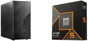 ASRock DESKMINI X600W/ USB4 Black Barebone System AMD Ryzen 5 9600X - Ryzen 5 9000 Series Granite Ridge (Zen 5) 6-Core 3.9 GHz - Socket AM5 65W - Radeon Graphics Processor - 100-100001405WOF