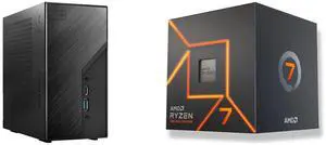 ASRock DESKMINI X600W/ USB4 Black Barebone System AMD Ryzen 7 7700 - Ryzen 7 7000 Series Zen 4 8-Core 3.8 GHz - Socket AM5 65W - AMD Radeon Graphics Processor - 100-100000592BOX