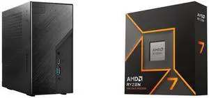 ASRock DESKMINI X600W/ USB4 Black Barebone System AMD Ryzen 7 9700X - Ryzen 7 9000 Series Granite Ridge (Zen 5) 8-Core 3.8 GHz - Socket AM5 65W - Radeon Graphics Processor - 100-100001404WOF