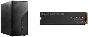 ASRock DESKMINI X600W/ USB4 Black Barebone System WD_BLACK 1TB SN8100 NVMe SSD Internal Solid State Drive - Gen 5 PCIe 5.0x4, M.2 2280, Seq. Read Speeds Up to 14,900 MB/s, Best for AI Applications, Gaming, and Video Editing - WDS100T1X0M