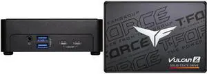 ASRock Industrial NUCS BOX-255H Black Mini-PC Barebone Team Group T-FORCE VULCAN Z 2.5" 512GB SATA III 3D NAND Internal Solid State Drive (SSD) T253TZ512G0C101