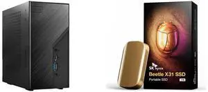 ASRock DESKMINI X300W AMD X300 mini PC Barebone AMD AM4 Socket W/O CPU  HDMI,DisplayPort, D-Sub Gigabit LAN SK hynix Beetle X31 1TB Portable SSD with DRAM, up to 1050MB/s, USB 3.2 Gen2, External Hard Drive Compatible with PC, Mac, Laptop, P