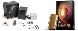 ASRock DESKMEET B660 Mini PC Barebone System support Intel 14th/13th/12th Gen CPU, supports a discrete ITX Video Card slot, CPU, Video Card , Memory, Storage are not included , 8 Liter compact size SK hynix Beetle X31 1TB Portable SSD with