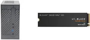 ASRock DESKMINI 310W Mini / Booksize Barebone System WD_BLACK 1TB SN8100 NVMe SSD Internal Solid State Drive - Gen 5 PCIe 5.0x4, M.2 2280, Seq. Read Speeds Up to 14,900 MB/s, Best for AI Applications, Gaming, and Video Editing - WDS100T1X0M