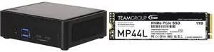 ASRock Industrial NUCS BOX-1340P/D4 Black Barebone Systems - Mini-PC(Intel® 13th Gen (Raptor Lake-P) Core™ Processors i5-1340P, Supports Quad display, 2 x HDMI 2.0b, 2 x DP 1.4a (from Type-C)) Team Group MP44L M.2 2280 1TB PCIe 4.0 x4 with
