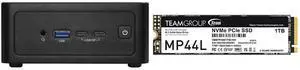 ASRock Industrial NUC BOX-125H Fanned Barebone  2 x 262-pin SO-DIMM DDR5 5600MHz up to 96GB (48GB per DIMM) Team Group MP44L M.2 2280 1TB PCIe 4.0 x4 with NVMe 1.4 TLC Internal Solid State Drive (SSD) TM8FPK001T0C101