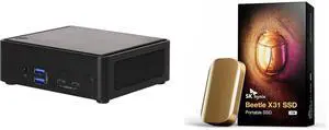 ASRock Industrial NUCS BOX-1340P/D4 Black Barebone Systems - Mini-PC(Intel® 13th Gen (Raptor Lake-P) Core™ Processors i5-1340P, Supports Quad display, 2 x HDMI 2.0b, 2 x DP 1.4a (from Type-C)) SK hynix Beetle X31 1TB Portable SSD with DRAM,