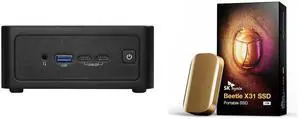ASRock Industrial NUC BOX-225H Black Mini-PC Barebone SK hynix Beetle X31 1TB Portable SSD with DRAM, up to 1050MB/s, USB 3.2 Gen2, External Hard Drive Compatible with PC, Mac, Laptop, PS5