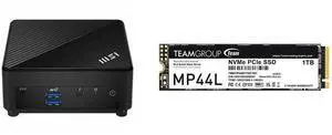 MSI Cubi 5 12M-086BUS Intel SoC Intel Core i3-1215U WIFI 6E 1xHDMI out(2.0b) 1x DP-out(1.4) 2xRJ45 4 USB 3.2 Barebone Systems - Mini-PC,Single Unit - Memory and Storage Sold Separately Team Group MP44L M.2 2280 1TB PCIe 4.0 x4 with NVMe 1.4