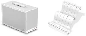 PCCOOLER CPS K101 MESH PC Case, Portable Desktop Mini ITX Case, Four-side SPCC Mesh Panel, 3 x 12015 Fans Pre-installed, Clip-on Quick Release Side Panel, White (PCIe Riser Cable Not Included) PCCOOLER CPS RC185 PCI-E 4.0 X16 Riser Cable, 1