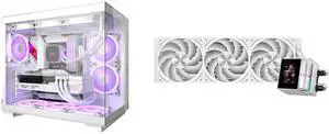 PCCOOLER CPS C3 T500 ARGB PC Case, Dual-Chamber Mid-Tower ATX Case, Desktop Computer Case w/ 6 ARGB Fans Pre-installed w/ Fan Hub, Column-Free Design, Tempered Glass, USB 3.1 Gen 2 Type-C, White PCCOOLER CPS DS360 Display AIO CPU Liquid Coo