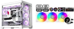 PCCOOLER CPS C3 T700 ARGB PC Case, 4 x 120mm ARGB Fans Included, Dual-Chamber Mid-Tower ATX Case, High-Airflow Computer Case, BTF Motherboard Supports, Sturdy Tempered Glass Front & Side Panels, White PCCOOLER CPS DA360 Pro ARGB Digital AIO