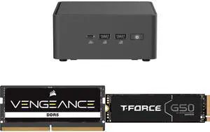 ASUS NUC 15 Pro RNUC15CRHU50000U Black Barebone System w/ Intel Ultra 5 225H CPU, Integrated - Intel Arc 130T Graphics ,US cord, Single Unit - Memory and Storage Sold Separately CORSAIR Vengeance 32GB 262-Pin DDR5 SO-DIMM DDR5 5600 (PC5 448