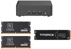 ASUS NUC 15 Pro RNUC15CRKU50000U Black Barebone System w/ Intel Ultra 5 225H CPU, Integrated - Intel Arc 130T Graphics ,US cord, Single Unit - Memory and Storage Sold Separately Team T-CREATE CLASSIC 64GB (2 x 32GB) 262-Pin DDR5 SO-DIMM DDR