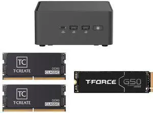 ASUS NUC 15 Pro RNUC15CRHU50000U Black Barebone System w/ Intel Ultra 5 225H CPU, Integrated - Intel Arc 130T Graphics ,US cord, Single Unit - Memory and Storage Sold Separately Team T-CREATE CLASSIC 64GB (2 x 32GB) 262-Pin DDR5 SO-DIMM DDR