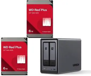 2 x HDD Network - Storage Combo -  Western Digital WD60EFPX Bundle with  Western Digital WD60EFPX  and Ugreen Group Limited DXP2800
