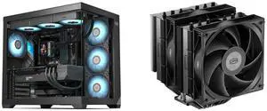 PCCOOLER CPS C3 T700 PC Case, Dual-Chamber Mid-Tower ATX Case, High-Airflow Computer Case, BTF Motherboard Supports, Sturdy Tempered Glass Front & Side Panels, Black (Fans Not Included) PCCOOLER CPS RT620 Dual Tower CPU Air Cooler, 6 Heat P