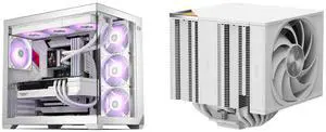 PCCOOLER CPS C3 T700 PC Case, Dual-Chamber Mid-Tower ATX Case, High-Airflow Computer Case, BTF Motherboard Supports, Sturdy Tempered Glass Front & Side Panels, White (Fans Not Included) PCCOOLER CPS RZ820 Dual Tower CPU Air Cooler, 8 Heat P