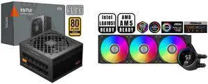 PCCOOLER CPS KN750 Fully Modular Power Supply, 80 PLUS Gold 750W PSU, Native 12V-2x6 Connector, ATX 3.1 & PCIe 5.1 Ready, Dual CPU Power Cables, 105°C Rated Japanese Capacitors, P3-KN750-G1F PCCOOLER CPS DA360 Pro ARGB Digital AIO CPU Liqui