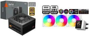 PCCOOLER CPS KN750 Fully Modular Power Supply, 80 PLUS Gold 750W PSU, Native 12V-2x6 Connector, ATX 3.1 & PCIe 5.1 Ready, Dual CPU Power Cables, 105°C Rated Japanese Capacitors, P3-KN750-G1F PCCOOLER CPS DC360 Pro ARGB Display AIO CPU Liqui