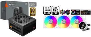 PCCOOLER CPS KN750 Fully Modular Power Supply, 80 PLUS Gold 750W PSU, Native 12V-2x6 Connector, ATX 3.1 & PCIe 5.1 Ready, Dual CPU Power Cables, 105°C Rated Japanese Capacitors, P3-KN750-G1F PCCOOLER CPS DA360 Pro ARGB Digital AIO CPU Liqui