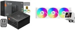 PCCOOLER CPS YS1200 Fully Modular Power Supply, 80 PLUS Gold 1200W PSU, 12V-2x6 Cable, ATX 3.1 & PCIe 5.1 Ready, 105°C Rated Japanese Capacitors, ECO Mode, 135mm FDB Fan, 12 Years Warranty PCCOOLER CPS GT360 ARGB Display AIO CPU Liquid Cool PCCOOLER CPS YS1200 Fully Modular Power Supply, 80 PLUS Gold 1200W PSU, 12V-2x6 Cable, ATX 3.1 & PCIe 5.1 Ready, 105°C Rated Japanese Capacitors, ECO Mode, 135mm FDB Fan, 12 Years Warranty PCCOOLER CPS GT360 ARGB Display AIO CPU Liquid Cool