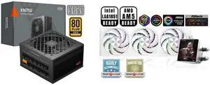 PCCOOLER CPS KN750 Fully Modular Power Supply, 80 PLUS Gold 750W PSU, Native 12V-2x6 Connector, ATX 3.1 & PCIe 5.1 Ready, Dual CPU Power Cables, 105°C Rated Japanese Capacitors, P3-KN750-G1F PCCOOLER CPS DT360 ARGB Display AIO CPU Liquid Co