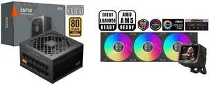 PCCOOLER CPS KN750 Fully Modular Power Supply, 80 PLUS Gold 750W PSU, Native 12V-2x6 Connector, ATX 3.1 & PCIe 5.1 Ready, Dual CPU Power Cables, 105°C Rated Japanese Capacitors, P3-KN750-G1F PCCOOLER CPS GT360 ARGB Display AIO CPU Liquid Co