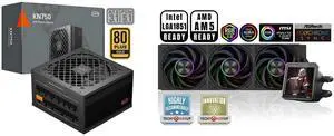 PCCOOLER CPS KN750 Fully Modular Power Supply, 80 PLUS Gold 750W PSU, Native 12V-2x6 Connector, ATX 3.1 & PCIe 5.1 Ready, Dual CPU Power Cables, 105°C Rated Japanese Capacitors, P3-KN750-G1F PCCOOLER CPS DT360 ARGB Display AIO CPU Liquid Co