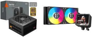 PCCOOLER CPS KN750 Fully Modular Power Supply, 80 PLUS Gold 750W PSU, Native 12V-2x6 Connector, ATX 3.1 & PCIe 5.1 Ready, Dual CPU Power Cables, 105°C Rated Japanese Capacitors, P3-KN750-G1F PCCOOLER CPS GT240 ARGB Display AIO CPU Liquid Co