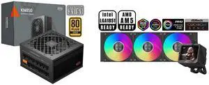 PCCOOLER CPS KN850 Fully Modular Power Supply, 80 PLUS Gold 850W PSU, Native 12V-2x6 Connector, ATX 3.1 & PCIe 5.1 Ready, Dual CPU Power Cables, 105°C Rated Japanese Capacitors, P3-KN850-G1F PCCOOLER CPS GT360 ARGB Display AIO CPU Liquid Co