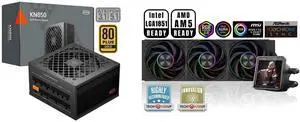 PCCOOLER CPS KN850 Fully Modular Power Supply, 80 PLUS Gold 850W PSU, Native 12V-2x6 Connector, ATX 3.1 & PCIe 5.1 Ready, Dual CPU Power Cables, 105°C Rated Japanese Capacitors, P3-KN850-G1F PCCOOLER CPS DT360 ARGB Display AIO CPU Liquid Co