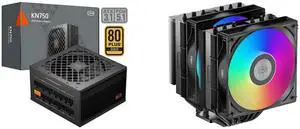 PCCOOLER CPS KN750 Fully Modular Power Supply, 80 PLUS Gold 750W PSU, Native 12V-2x6 Connector, ATX 3.1 & PCIe 5.1 Ready, Dual CPU Power Cables, 105°C Rated Japanese Capacitors, P3-KN750-G1F PCCOOLER CPS RT620 ARGB Dual Tower CPU Air Cooler