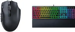 Razer Naga V2 HyperSpeed Wireless MMO Gaming Mouse: 19 Programmable Buttons - HyperScroll Technology - Focus Pro 30K Optical Sensor - Mechanical Mouse Switches Gen-2 - Up to 400 Hr Battery Life Razer Ornata V3 Gaming Keyboard: Low-Profile K