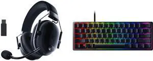 Razer BlackShark V2 Pro Wireless Gaming Headset: Detachable Mic - Pro-Tuned FPS Profiles - 50mm Drivers - Noise-Isolating Earcups w/Ultra-Soft Memory Foam - 70 Hr Battery Life Razer Huntsman Mini 60% Gaming Keyboard - Clicky Optical Switche