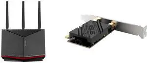ASUS RT-BE86U BE6800 Dual-Band WiFi 7 Router, Supports 4096-QAM, MLO, AI WAN Detection, AiMesh, Subscription-Free Network Security, and Comprehensive VPN Features, Guest Network Pro, Gaming ASUS BE6500 Tri Band PCI-E WiFi 7 (802.11be), Blue