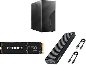 ASRock DESKMINI X600W/ USB4 Black Barebone System + Team Group T-FORCE G50 M.2 2280 4TB + ORICO M.2 NVMe SSD Enclosure, USB 3.1 Gen 2 (10 Gbps) to NVMe PCI-E M.2 SSD Case Support UASP for NVMe SSD Size 2230/2242/2260/2280(up to 4TB)