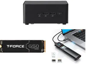 ASUS NUC 14 Pro RNUC14RVHU70000U Tall Barebone Kit (mini PC)with Intel 14th Gen Core Ultra 7 155H,  Triple Storage Design, Thunderbolt™ 4, Wi-Fi 6E & Bluetooth 5.3 - Memory and Storage Sold Separately Team Group T-FORCE G50 M.2 2280 4TB PCI