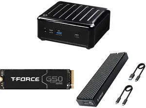 ASRock 4x4 BOX-7840U DDR5 2.5 Gigabit LAN Barebone System Team Group T-FORCE G50 M.2 2280 4TB PCIe 4.0 x4 with NVMe 1.4 TLC Internal Solid State Drive (SSD) TM8FFE004T0C129 ORICO M.2 NVMe SSD Enclosure, USB 3.1 Gen 2 (10 Gbps) to NVMe PCI-E